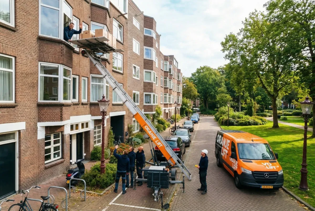 Meubellift bij appartement in Den Haag