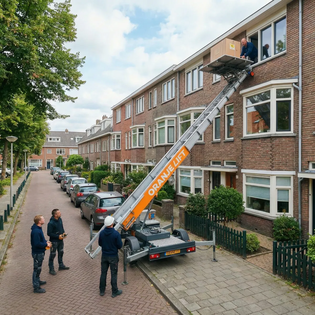 Meubellift in straat in Rotterdam